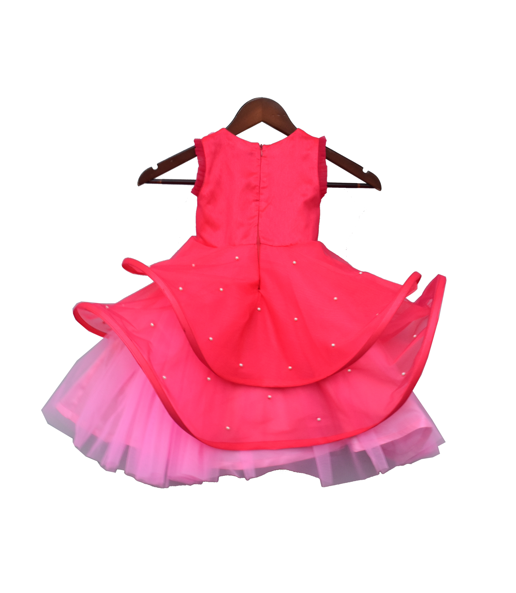 Kids Gown: Girls Hot Pink Baby Pink Drape Gown Perfect Panache