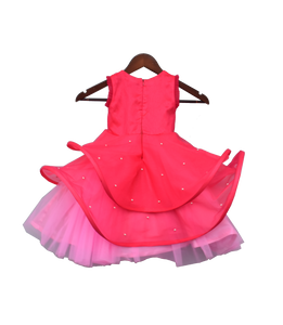 Girls Hot Pink & Baby Pink & Drape Gown