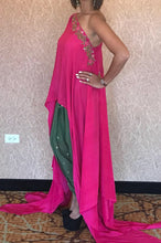 Load image into Gallery viewer, Hot Pink Cape With Olive Green Dhoti