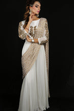 Load image into Gallery viewer, Indo Western Saree Gown With Weaved Dupatta Online in USA
