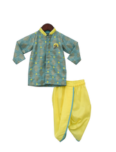 Load image into Gallery viewer, Boys Khadi Printed Kurta With Yellow Dhoti