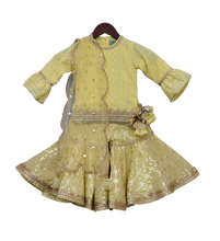 Load image into Gallery viewer, Girls Lemon Yellow Embroidery Kurti With Sharara