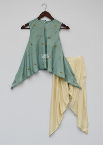 Girls Light Blue Kurti With Dhoti