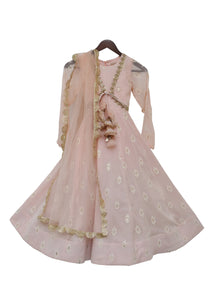 Girls Light Peach Georgette Anarkali