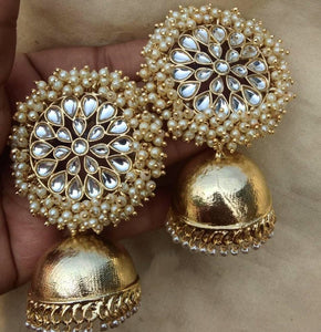 Buy Kundan and clustered pearls Indian Party Liz Earrings: Perfect Panache