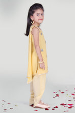 Load image into Gallery viewer, Girls Pastel Yellow Dhoti With Kurta And Dupatta For Kids