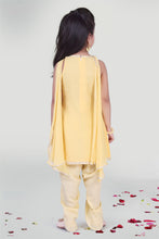 Load image into Gallery viewer, Girls Pastel Yellow Dhoti With Kurta And Dupatta For Kids