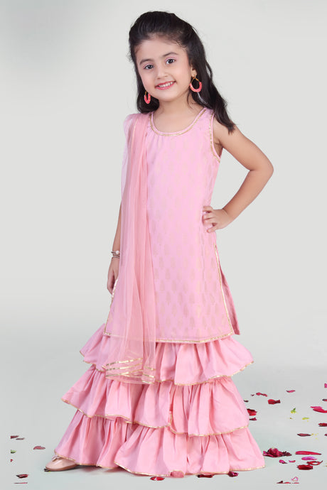 Buy Pink Printed Kurti with Sharara for Girls Online