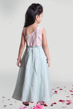 Load image into Gallery viewer, Girls Sea Green And Pastel Pink Party Gown