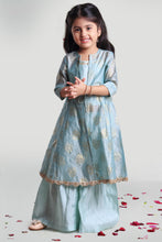 Load image into Gallery viewer, Girls Sea Green Jacket And Sharara Set With Inner For Girls