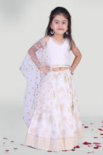 Load image into Gallery viewer, Girls White Skirt And Choli Set With Dupatta For Girls