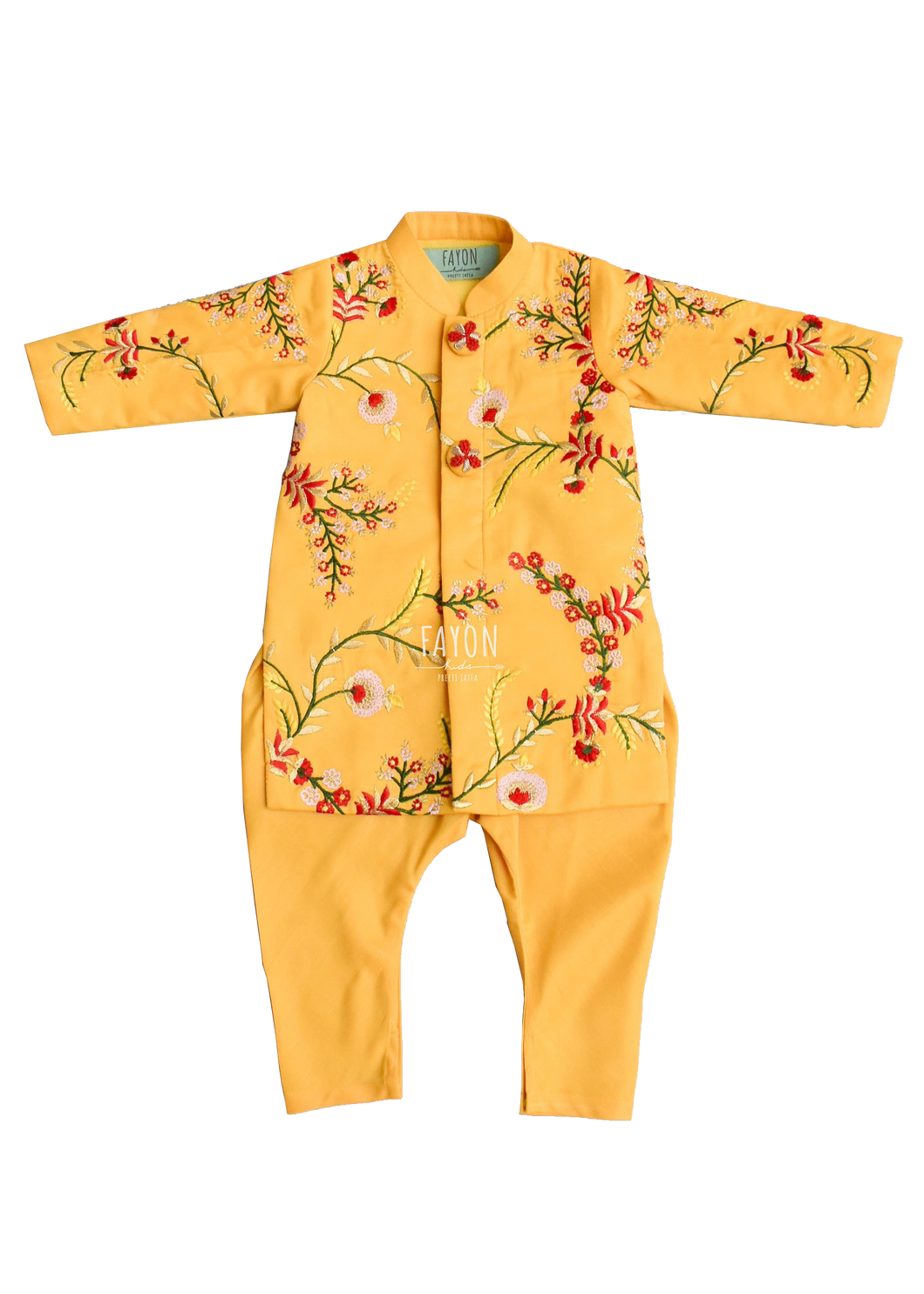 Boys Mango Yellow Embroidery Ajkan