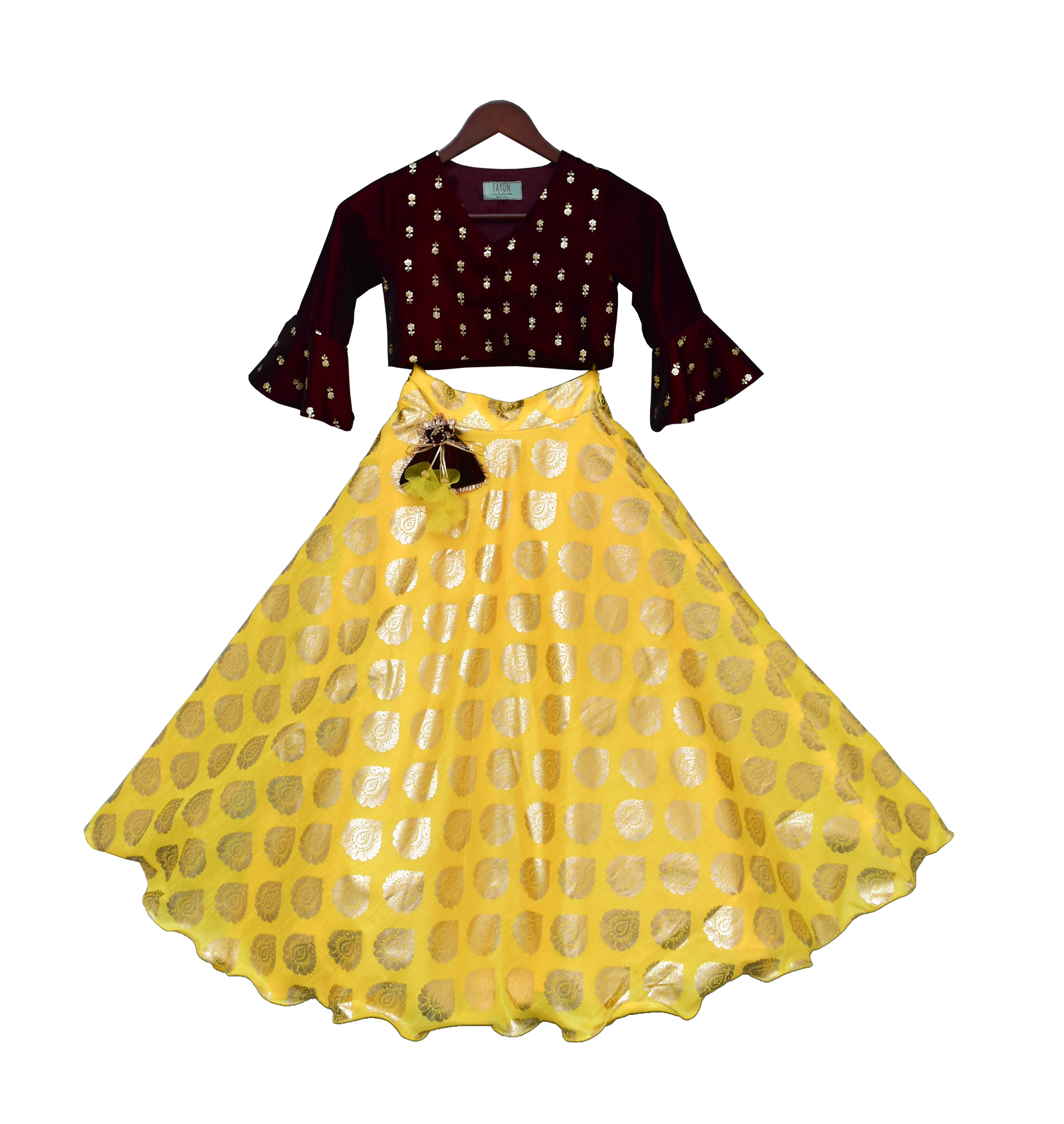 Banglori Silk Maroon Color Kids-lahenga Choli