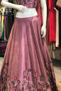 Mauve Silk Crop Top Skirt