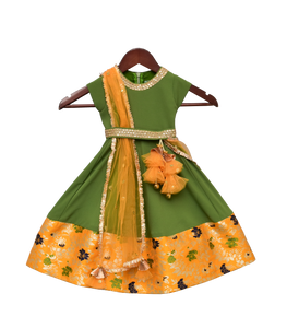 Girls Mehandi Green Georgette Anarkali