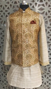 Mens Kurta And Digital Printed Silk Brocade Nehru Jacket