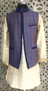 Mens Kurta And Self Jacquard Silk Nehru Jacket