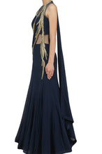 Load image into Gallery viewer, Midnight Blue Drape Saree Gown With Handwork