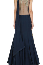 Load image into Gallery viewer, Midnight Blue Drape Saree Gown With Handwork