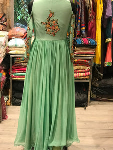 Mint Green Cold Shoulder Gown