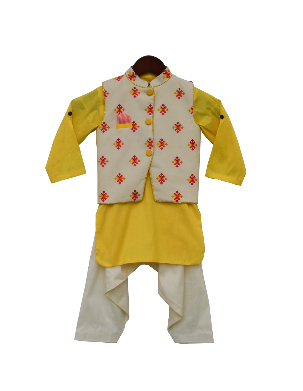 Boys Multi Colour Bootie Nehru Jacket With Salwar