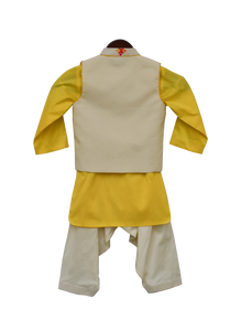 Boys Multi Colour Bootie Nehru Jacket With Salwar