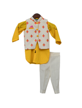 Load image into Gallery viewer, Boys Multi Colour Bootie Nehru Jacket With Yellow Kurta &amp; Pant