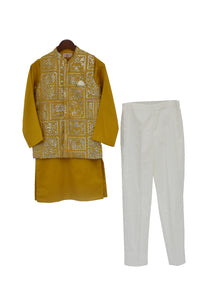 BOYS Mustard Yellow Nehru Jacket Set