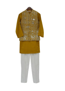 BOYS Mustard Yellow Nehru Jacket Set