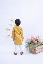 Load image into Gallery viewer, Boys Mustard Yellow Silk Kurta With Chudidar