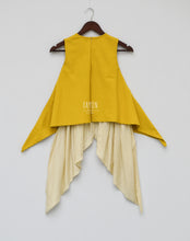 Load image into Gallery viewer, Girls Mustard Yellow Kurti With Patch On Shoulder &amp; Dhoti in USA