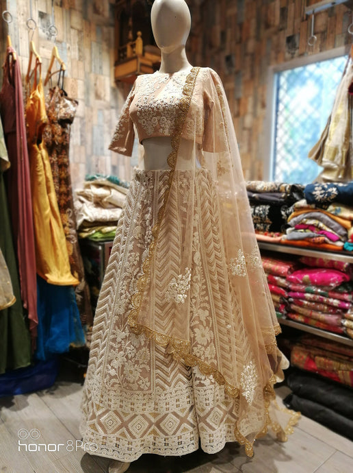 Nude Lukhnavi Lehenga Choli