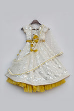 Load image into Gallery viewer, Girls Off White Thread And Gota Embroidery Lehenga Choli Set