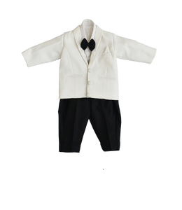 Boys OffWhite Coat Wih Black Pant