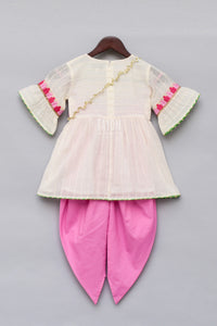 Girls Offwhite Embroidery Kurti With Dhoti in USA