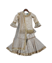 Load image into Gallery viewer, Girls Offwhite Embroidery Kurti With Sharara