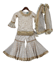 Load image into Gallery viewer, Girls Offwhite Embroidery Kurti With Sharara