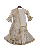 Load image into Gallery viewer, Girls Offwhite Embroidery Kurti With Sharara