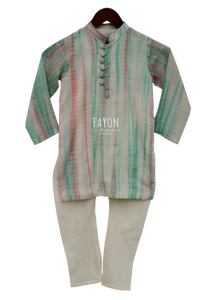 Boys Offwhite Tie & Die Kurta Set