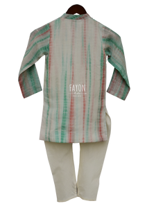 Boys Offwhite Tie & Die Kurta Set