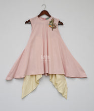 Load image into Gallery viewer, Girls Onion Pink Kurti With Patch On Shoulder &amp; Dhoti