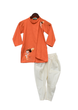 Load image into Gallery viewer, Boys Orange Hanuman Ji Printed Kurta With Churidar