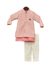 Load image into Gallery viewer, Boys Pastel Pink Embroidery Jacket With Kurta And Pant -1