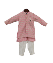 Load image into Gallery viewer, Boys Pastel Pink Embroidery Jacket With Kurta And Pant-2