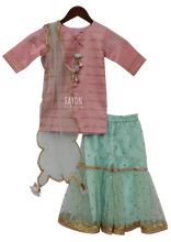 Load image into Gallery viewer, Girls Pastel Pink Blue Kurti Sharara