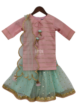 Load image into Gallery viewer, Girls Pastel Pink Blue Kurti Sharara