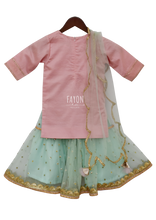 Load image into Gallery viewer, Girls Pastel Pink Blue Kurti Sharara