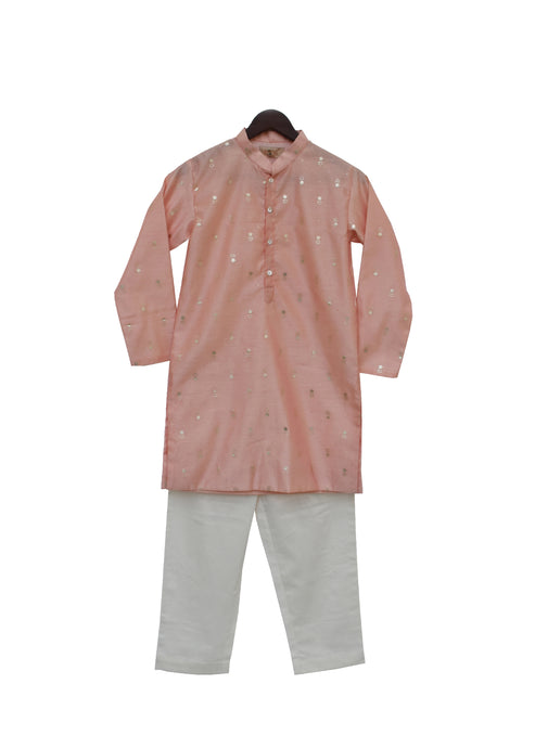 BOYS Peach Chanderi Kurta With Pant