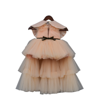 Load image into Gallery viewer, Girls Peach Gown With Cape