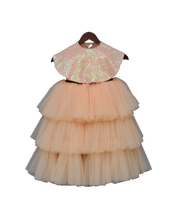 Load image into Gallery viewer, Girls Peach Gown With Cape